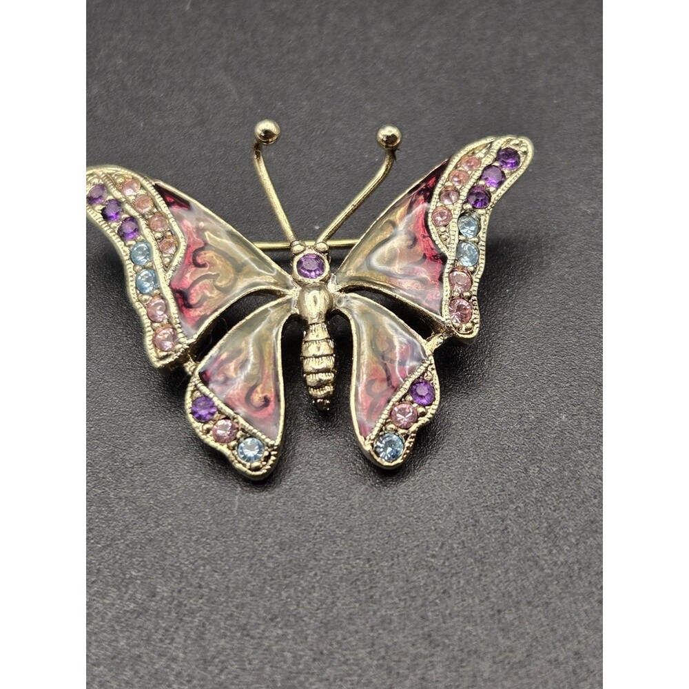 Vintage Liz Claiborne Butterfly Pin Faceted Colorful Jewels
